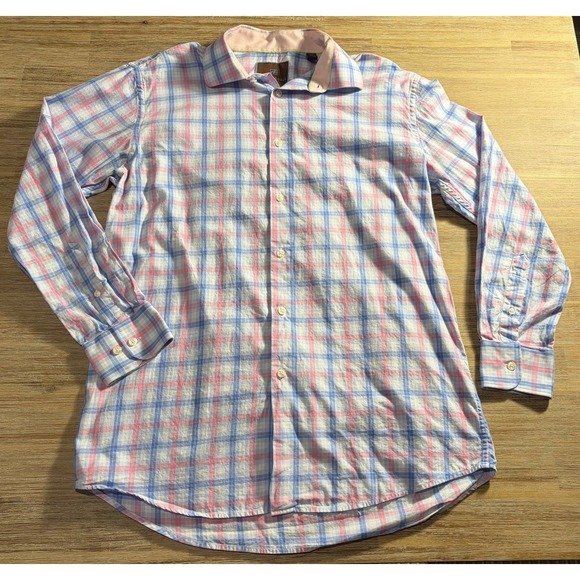 Tattersall Other - Tattersall London Long Sleeve Dress Shirt Pink/blue/white Check Size 16